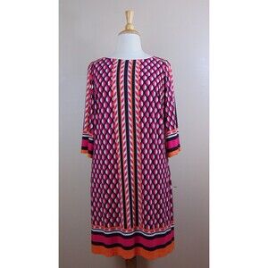 Calvin Klein Sheath Dress Size 16W Midi Geometric Hippie Short Sleeve Stretch 16